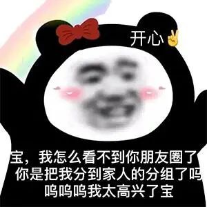 宝，我怎么看不到你朋友圈了 你是把我分到家人的分组了吗 呜呜呜我太高兴了宝