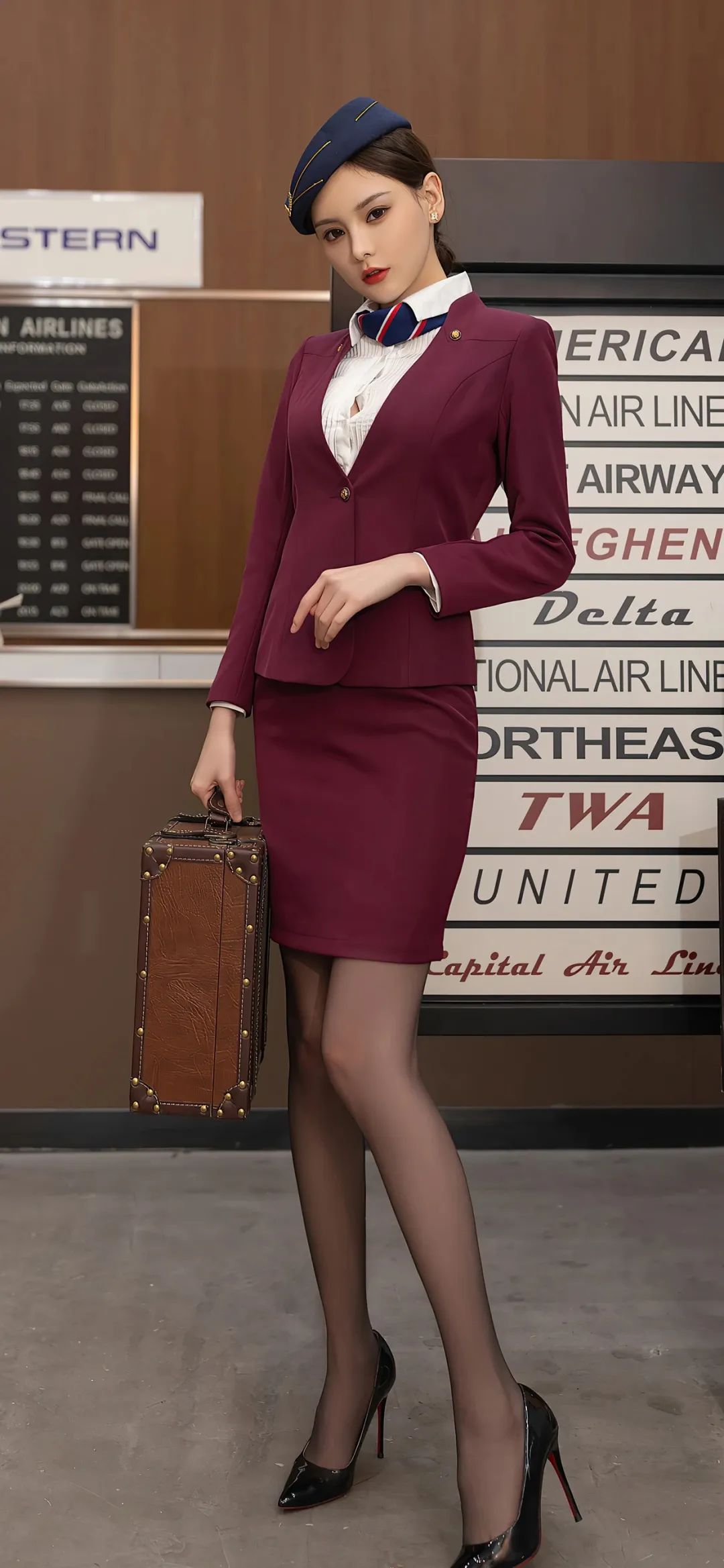 高跟长腿丝袜空姐美女手机壁纸