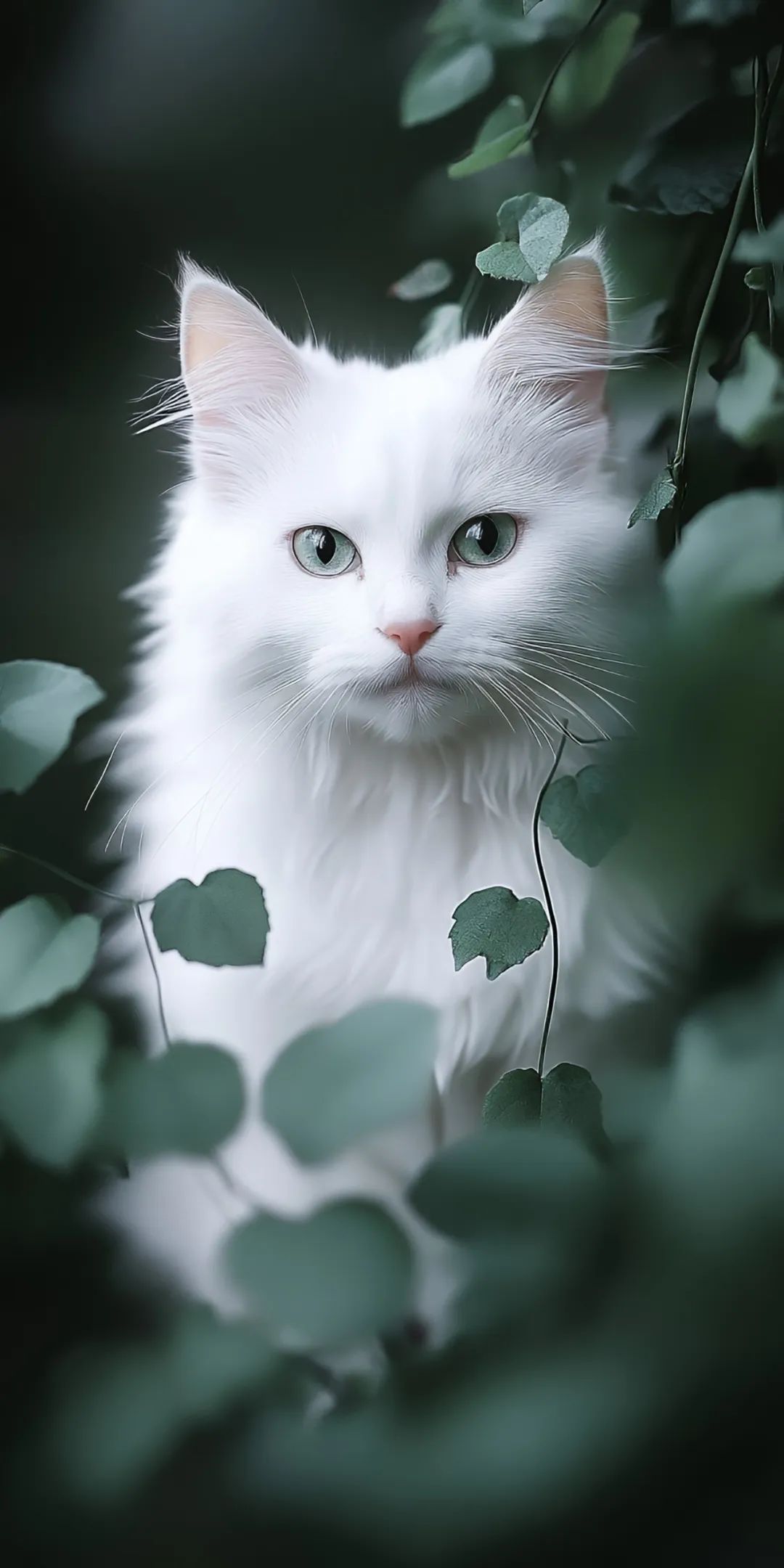 绿色全屏呆萌可爱猫咪手机壁纸