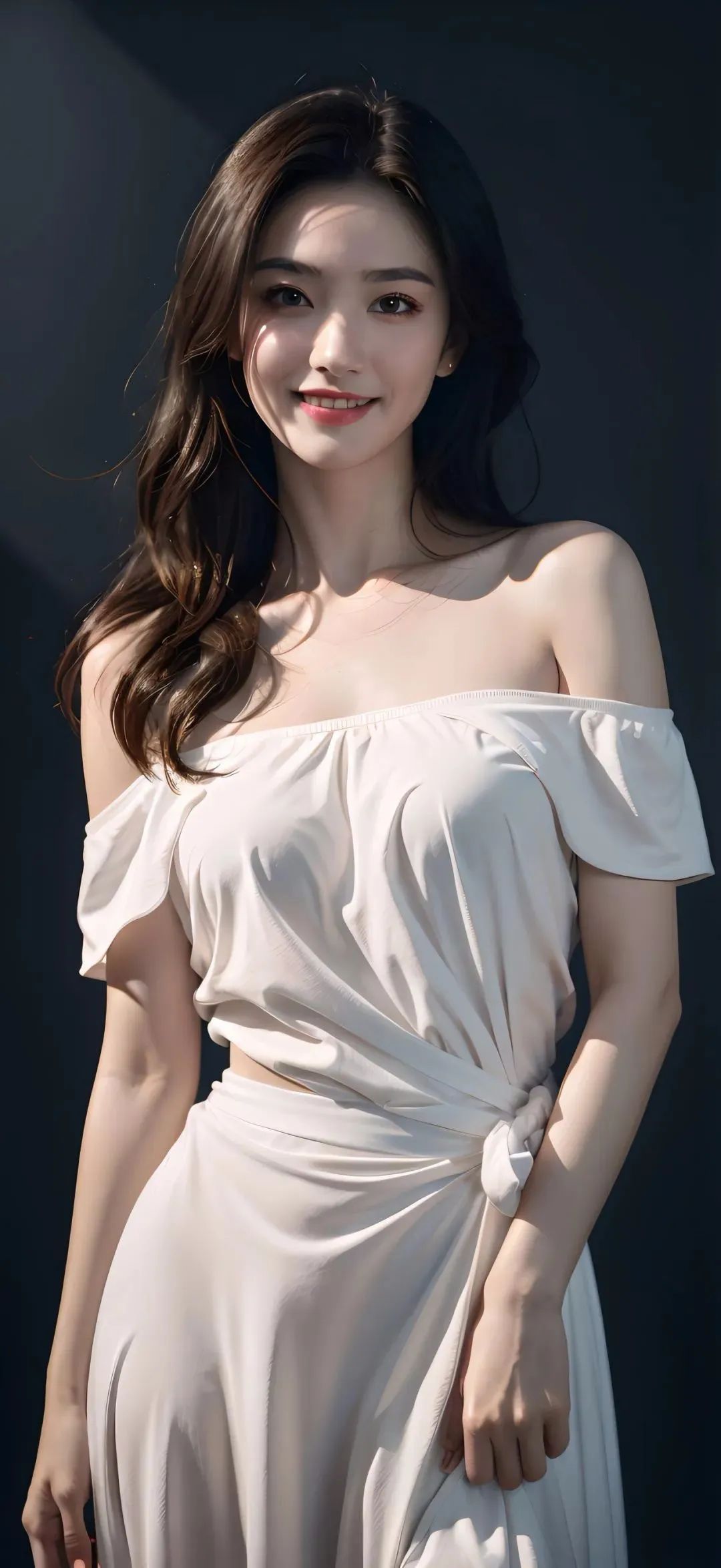 穿抹胸裙身材极好的美女手机壁纸