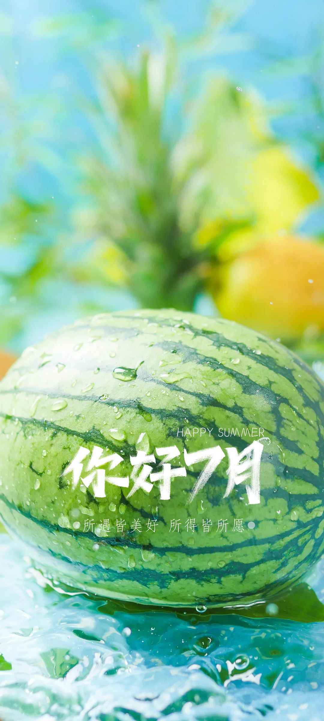 你好七月夏日西瓜手机壁纸