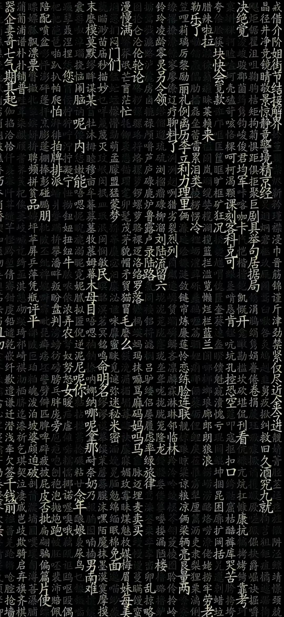 黑色背景满屏中文字手机壁纸