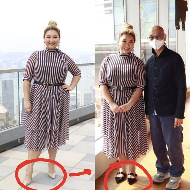 郑欣宜不能再胖了!母亲节踩高跟鞋出席活动,中场不得不换平底鞋